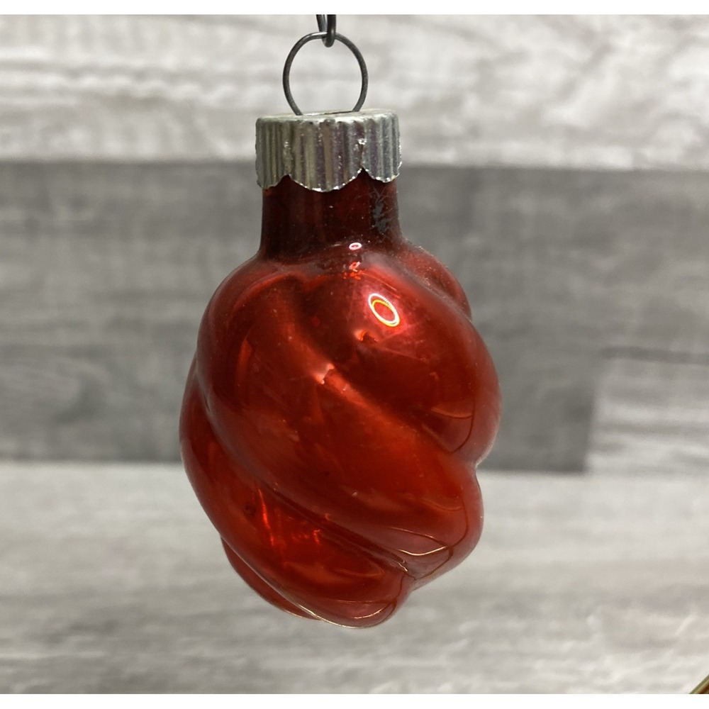 Vintage RED SPIRAL Blown Mercury Glass Christmas Ornament 2"